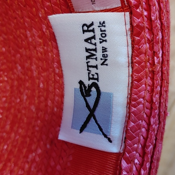 Betmar New York Pink Straw Sun Hat With Bow - Picture 7 of 9